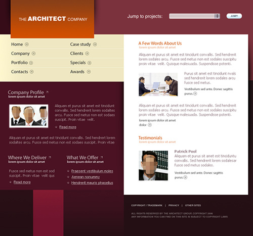 房产建筑 公司 网站 psd模板 红色网站 网页设计 网页素材 网页模板