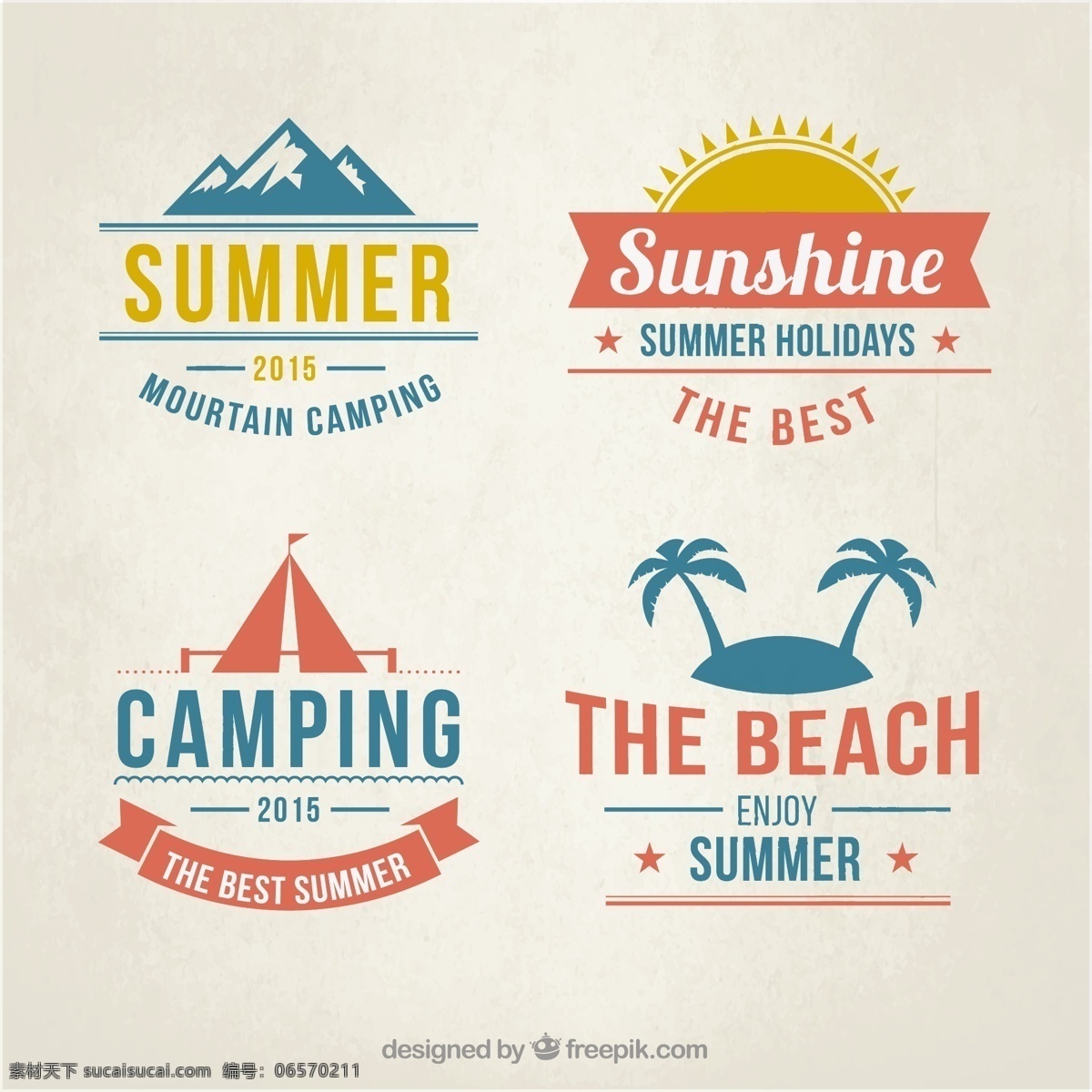 夏季海滩徽章 标签 夏天 徽章 海滩 蓝色 国徽 度假 避暑 假日 夏令时