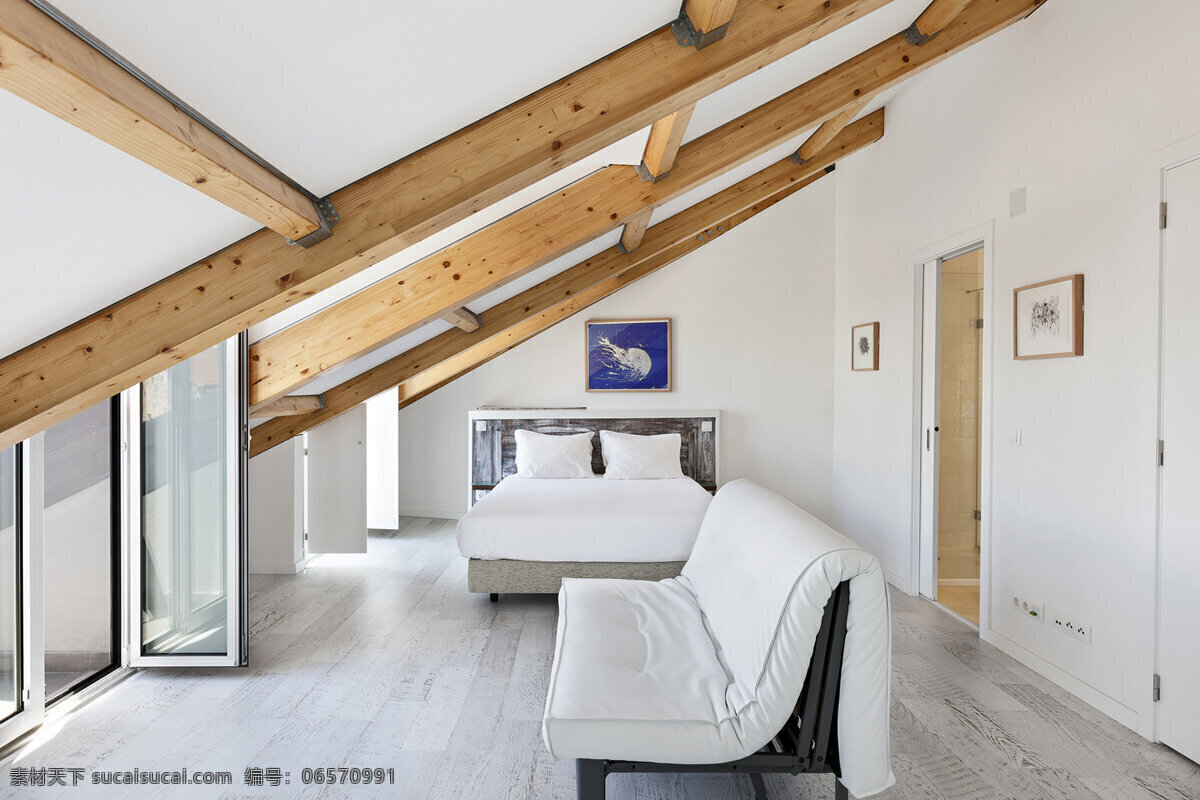 北欧 简约 卧室 白色 沙发 室内装修 效果图 卧室装修 木地板 浅色背景墙 白色沙发