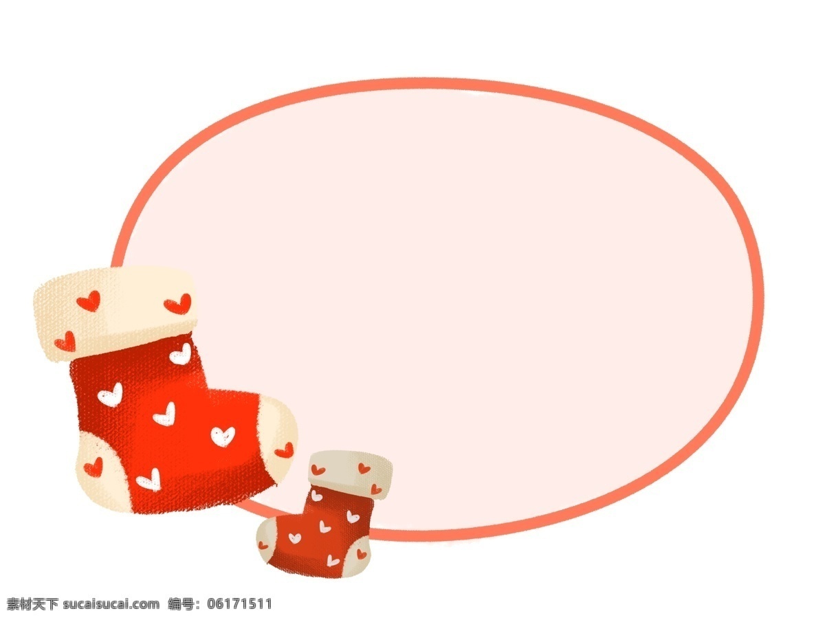 创意 小红 袜 圆形 边框 漂亮 椭圆形 线条 一双袜子 漂亮的小红袜 美丽 桔红 圆形边框