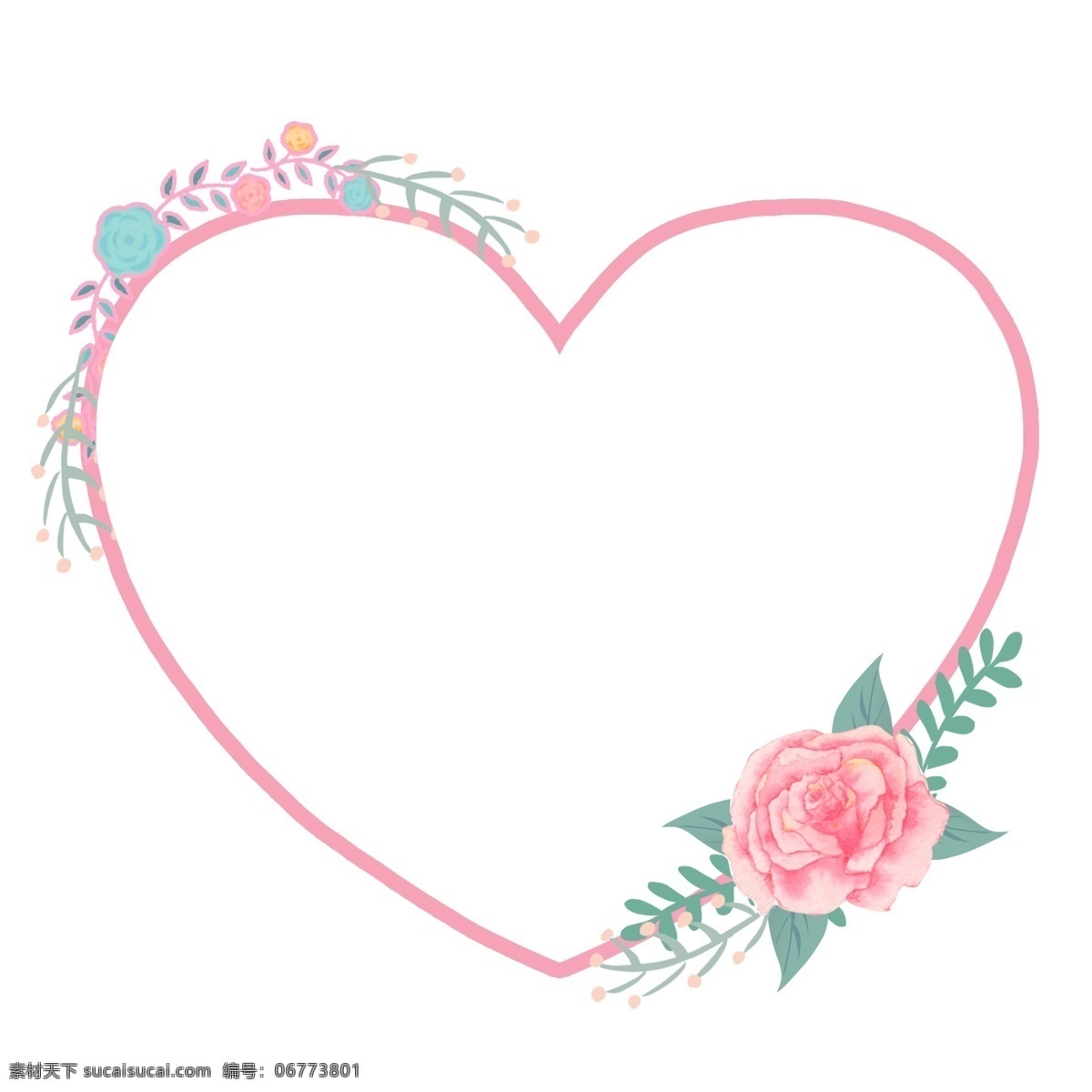 卡通 手绘 情人节 插画 花卉 节日 情人 爱心 2.14 情侣 丘比特 告白 框 线框 电商 促销框 插画设计 玫瑰 花纹