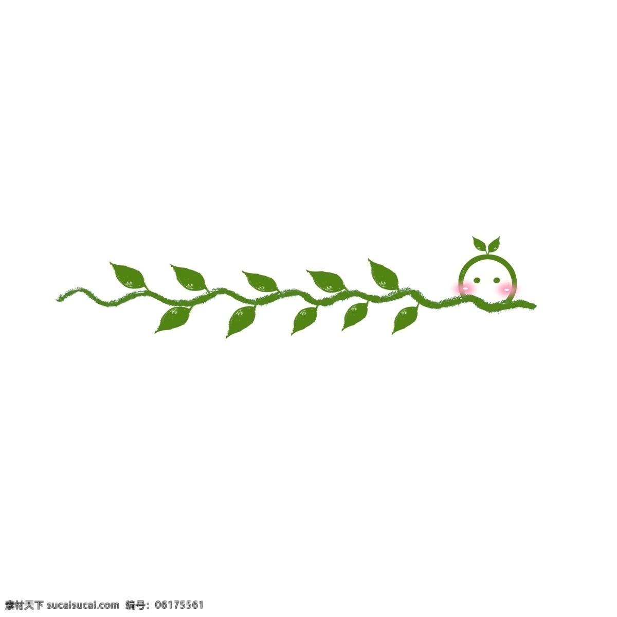 卡通 绿色植物 树藤 叶子 可爱 团子 藤蔓 分割线 绿色 植物 元素