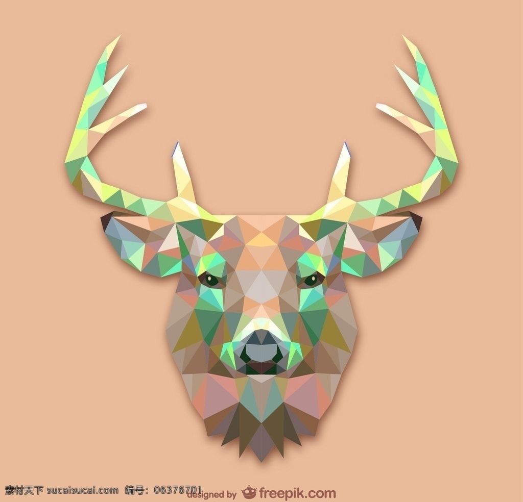 鹿 幾何 模板 立體 星座 矢量圖庫 生物世界 野生动物