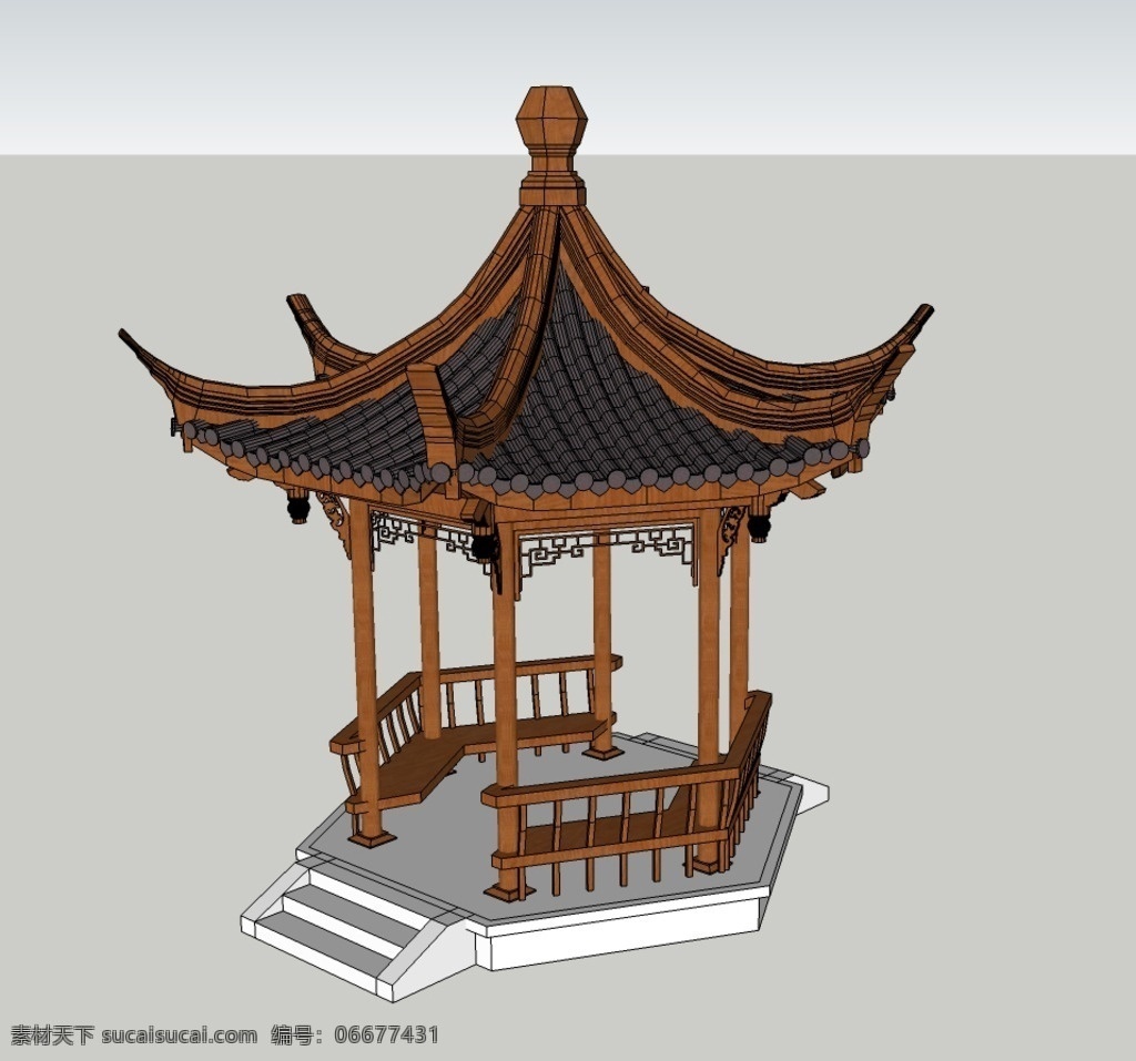 su 六角亭 休息亭 亭子 sketchup 模型 3d设计 其他模型 skp