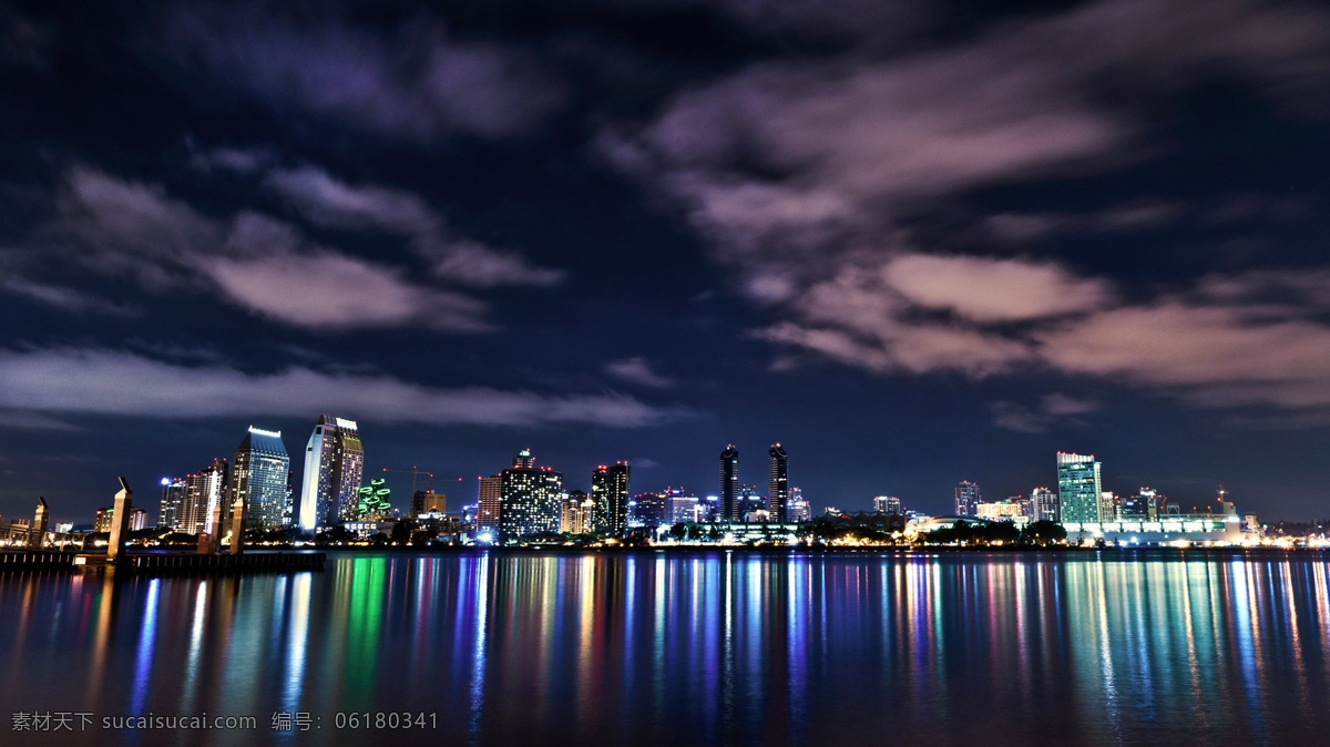 城市 夜景 倒影 高清 风景 生活 旅游餐饮