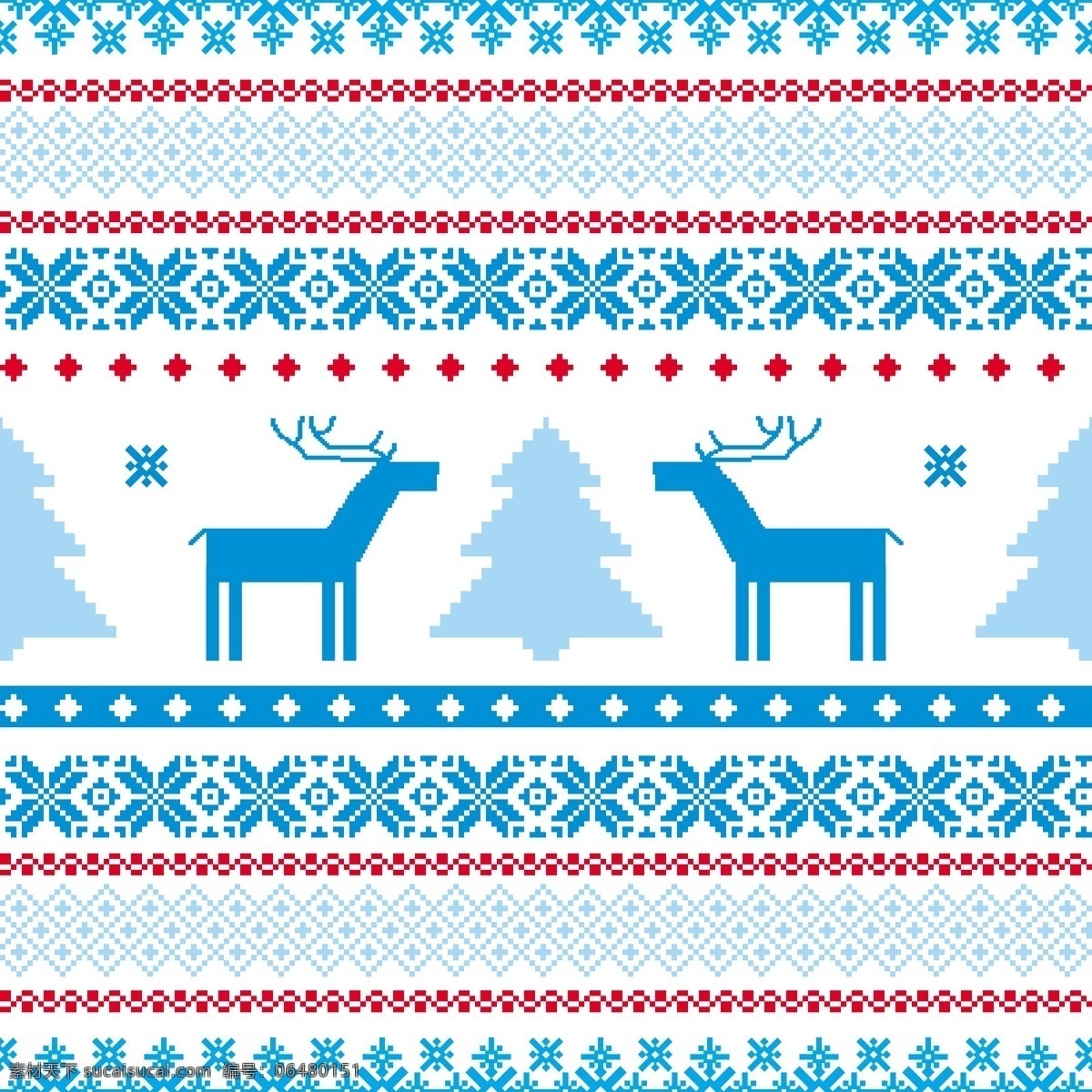 圣诞 针织 图案 矢量 背景 麋鹿 圣诞树 雪 装饰 编织图案 矢量图 现代科技