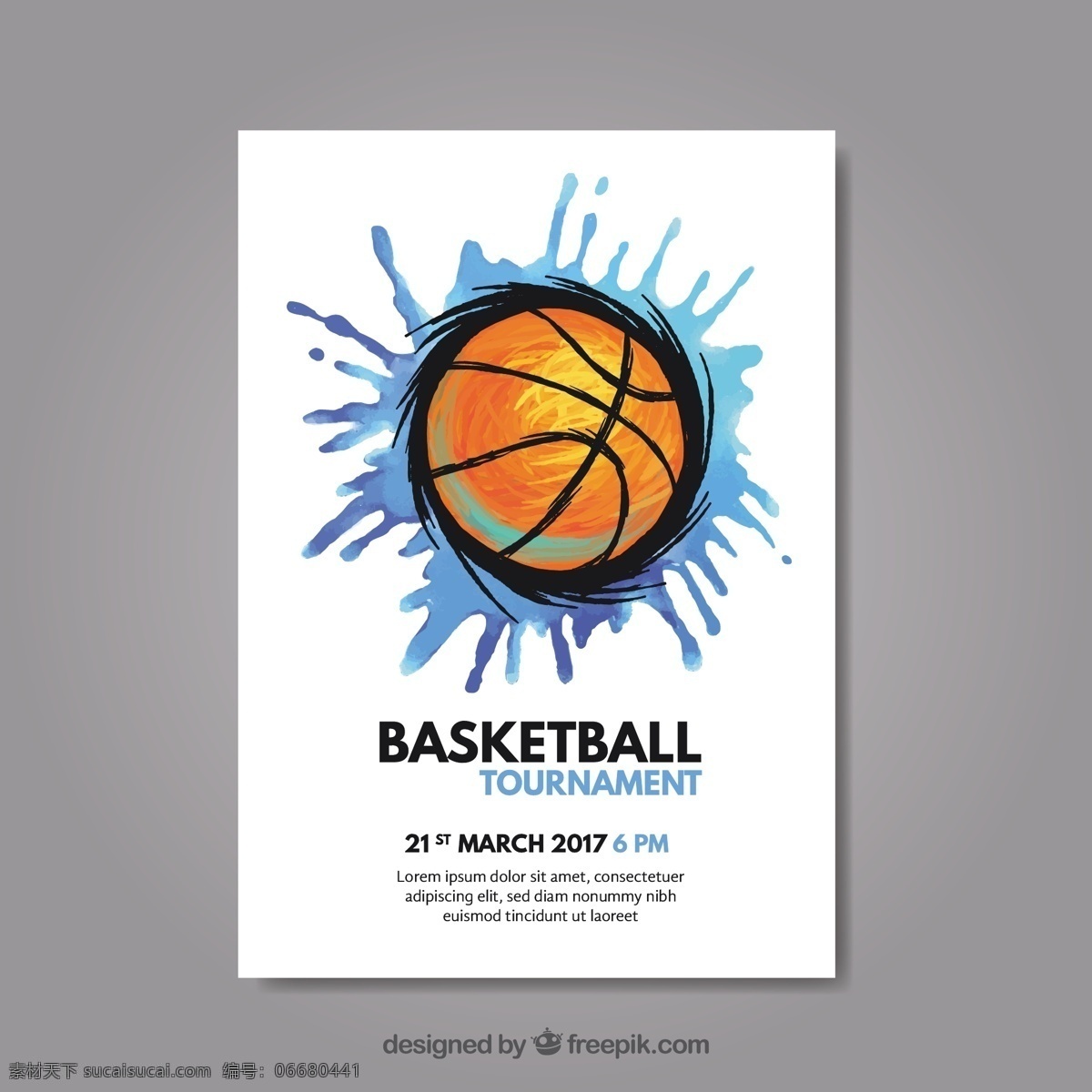 带有 飞溅 篮球 传单 小册子 水彩 封面 模板 叶 运动 健身 宣传册模板 健康 游戏 团队 文具 传单模板 球