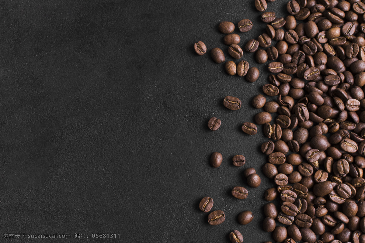 黑色咖啡豆 极简主义 黑色背景 咖啡豆 背景图 食品摄影 餐饮美食 食物原料