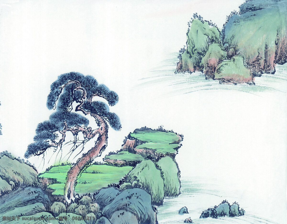 古代 山水画 艺术 小树 中国画 浓情山水画 家居装饰素材 山水风景画