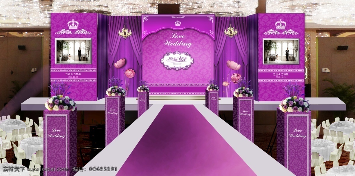 紫色 浪漫 欧式 效果图 罗马婚礼