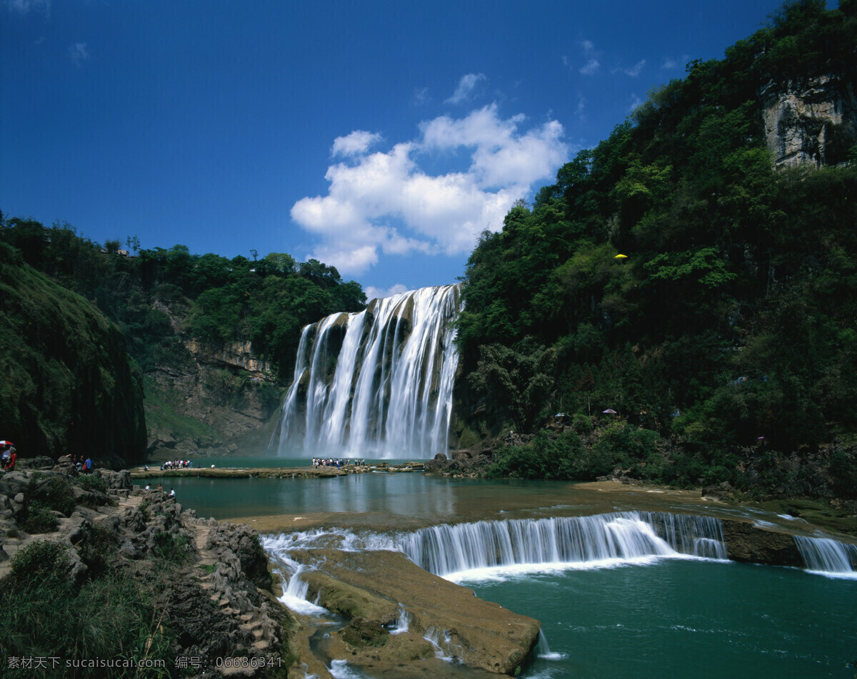 山水风景 瀑布 高清晰 装饰素材 山水风景画