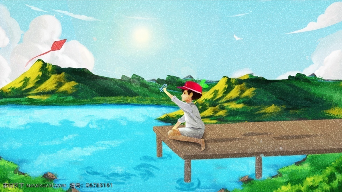 清新 绿色 六月 你好 初 手绘 插画 月初 夏天 夏日 草地 插画海报 海报 宣传 漫画 唯美 大自然 甜美 植物 春游 旅行 度假 假期 暑假 下午 一个人 独处 美好 阳光感兴趣