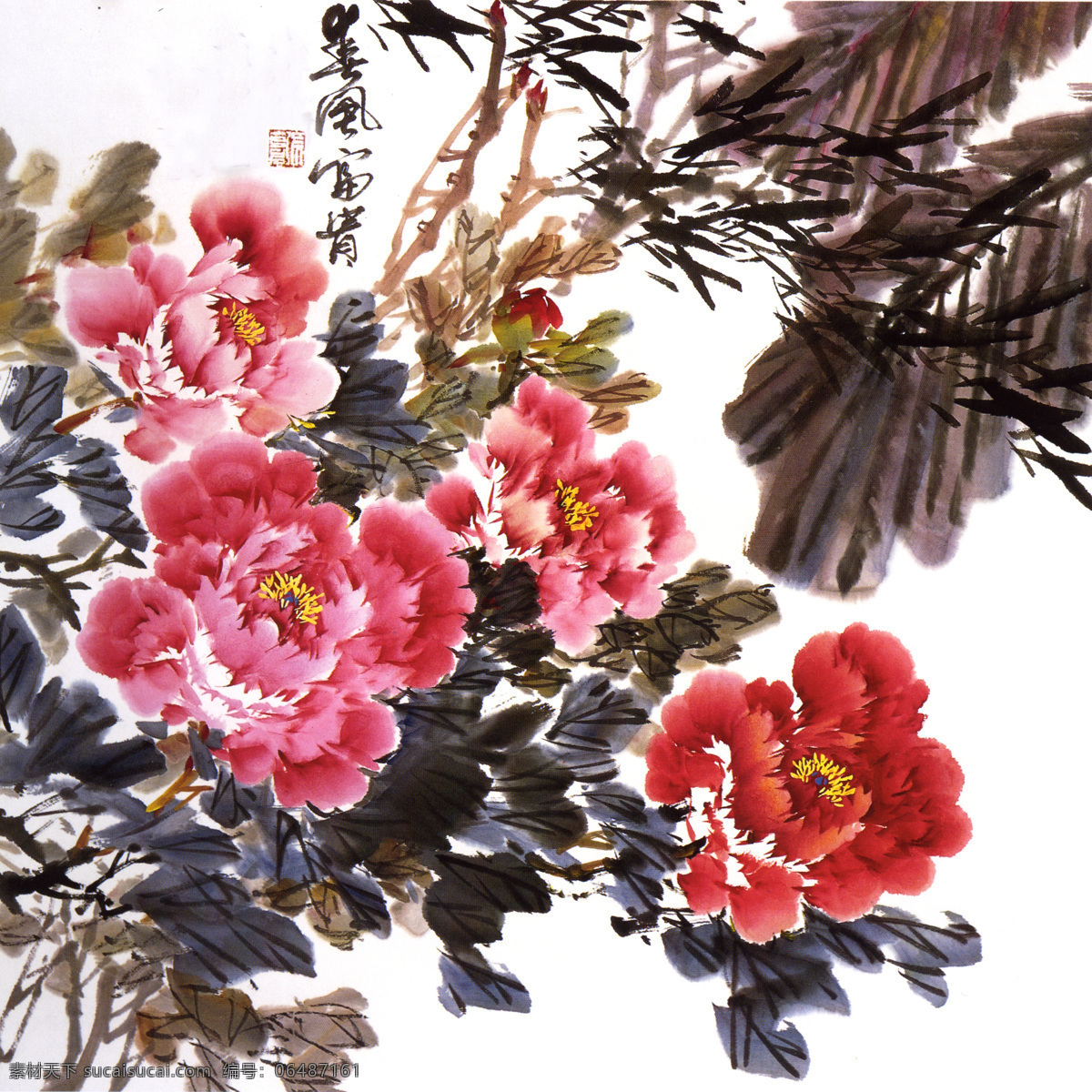 春风 富贵 图 牡丹花 牡丹花边 牡丹花的图片 绘画 春风富贵 春风得意图 图片欣赏 文化艺术