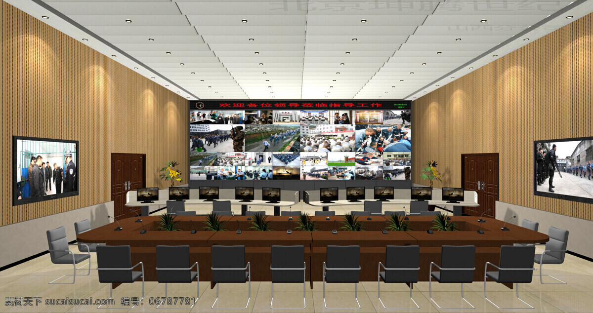 某指挥中心 指挥中心 lcd拼接墙 液晶拼接 会议室 调度中心 3d作品 3d设计