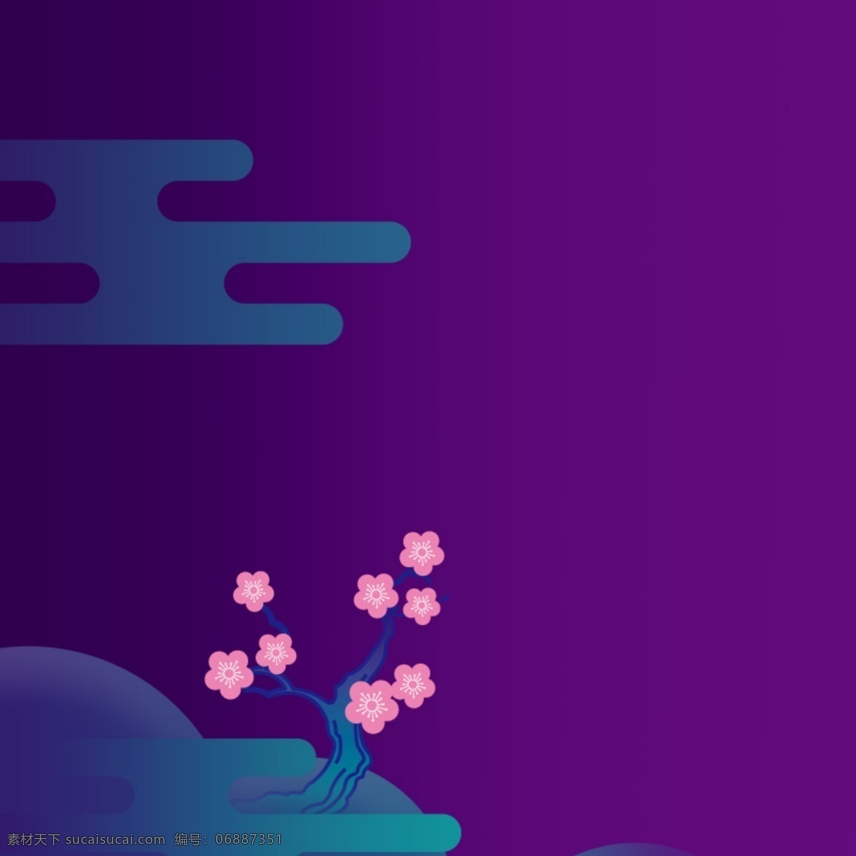 扁平 渐变 促销 推广 主 图 背景 花朵 紫色