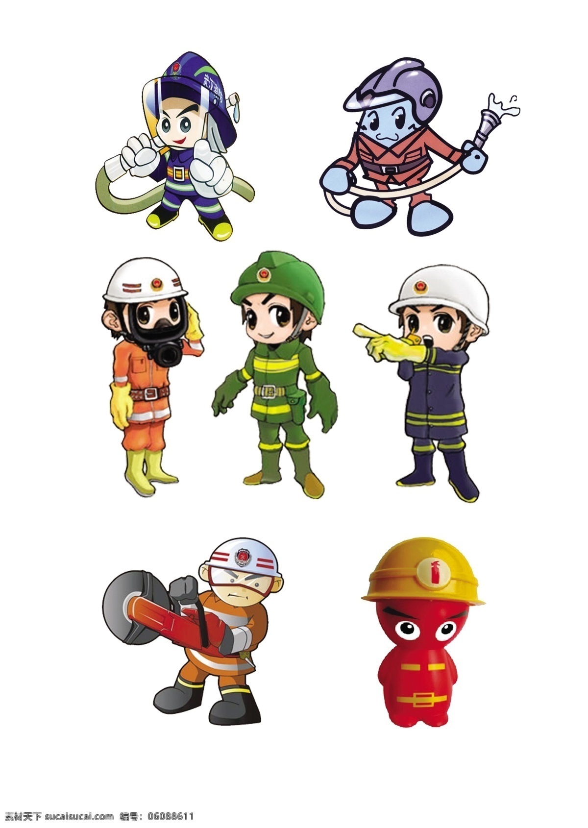 消防 卡通 人物 分层 卡通人物 分层素材 消防人物 火警 宣传人物 广告彩页海报
