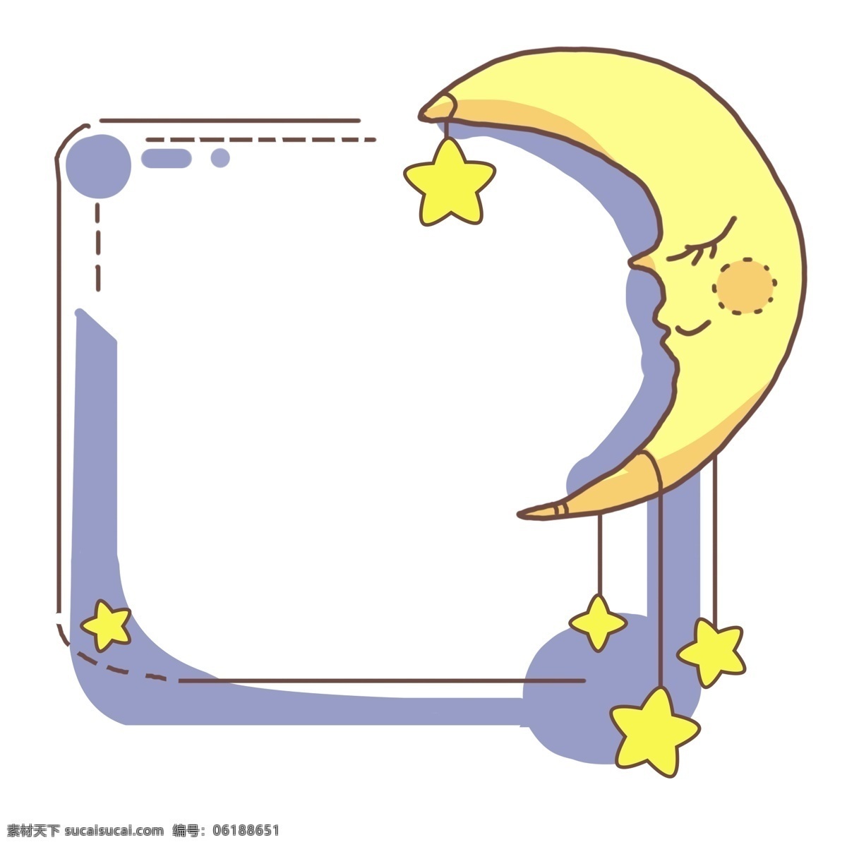 黄色 月亮 边框 插画 漂亮 手绘月亮边框 黄色的五角星 卡通月亮边框 月亮边框装饰