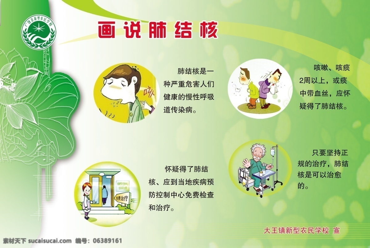 画说肺结核 漫画 肺结核 预防 标志 荷花 绿色 广告设计模板 源文件