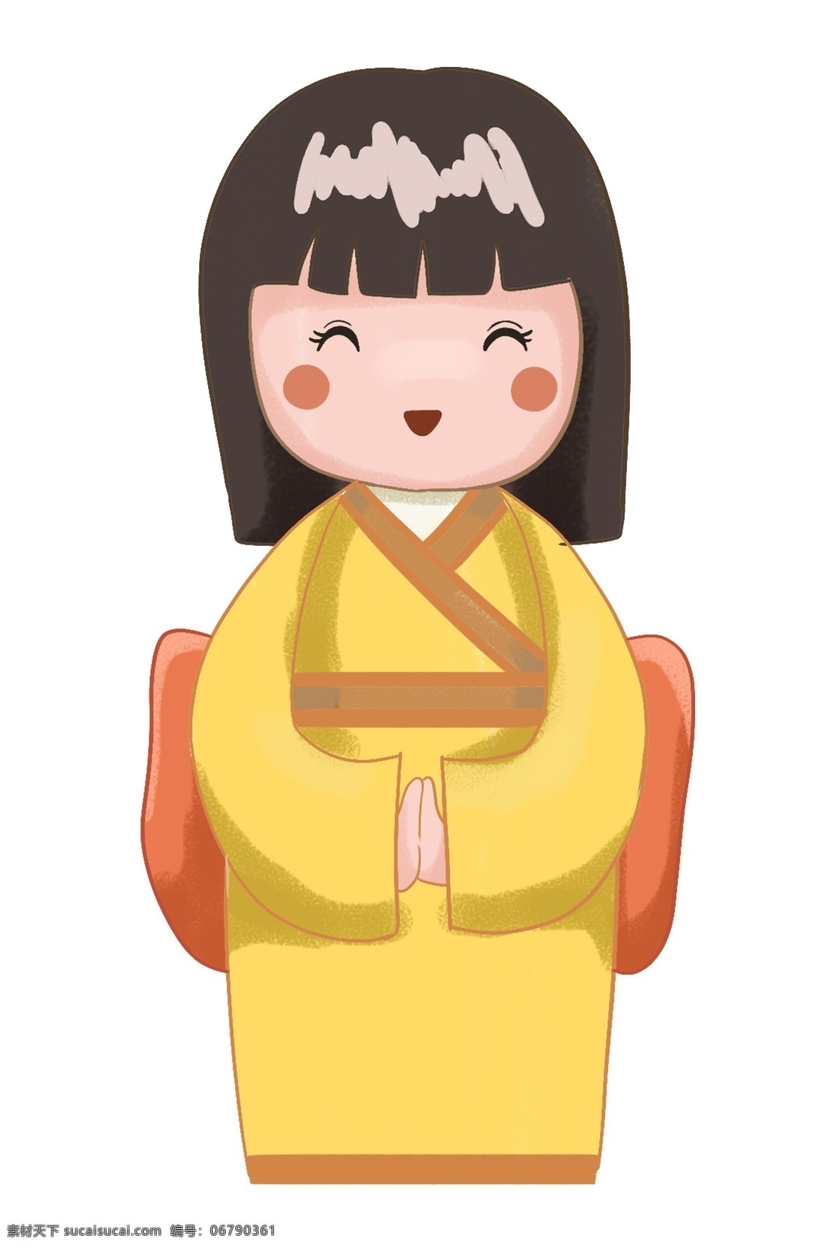 日本 女孩 装饰 插画 日本女孩 漂亮的小女孩 红色的蝴蝶结 蝴蝶结装饰 卡通人物 微笑的小女孩