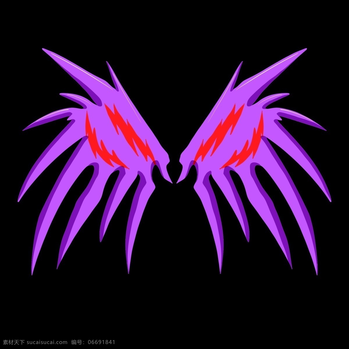 邪恶 翅膀 插画 紫色 恶魔 翼 邪恶的翅膀 卡通插画 羽毛 羽翼 展翅 天使恶魔插画