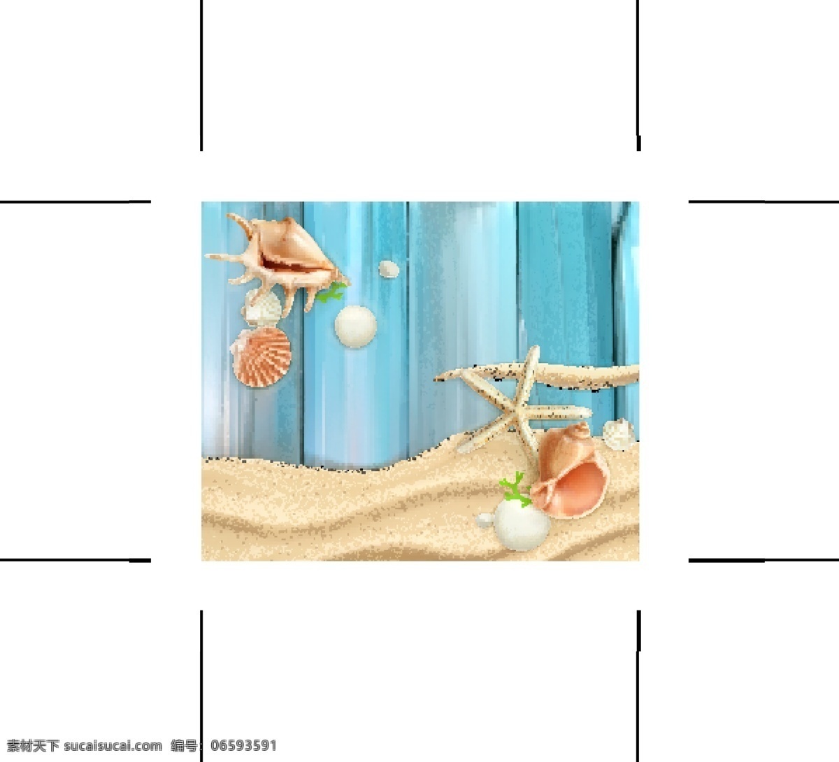 蓝色 木头 背景 沙滩 海星 矢量 水彩 海螺 海边 度假 装饰 创意 涂鸦 小清新 卡通 填充 插画 海报 广告 包装 印刷 夏天 高清