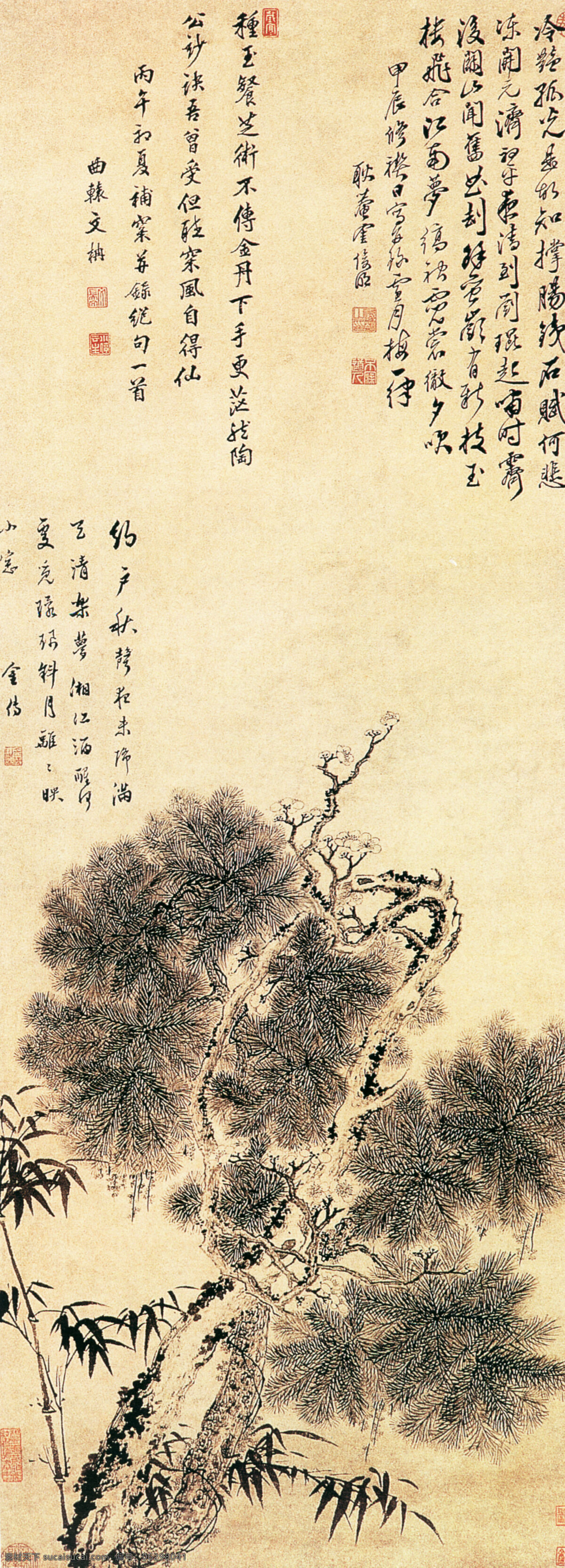 岩松免费下载 风景 古典 古画 国画 绘画 山水 山水画 书法 水墨 印章 岩松 中国画 中华传世国画 中国画艺术 文化艺术