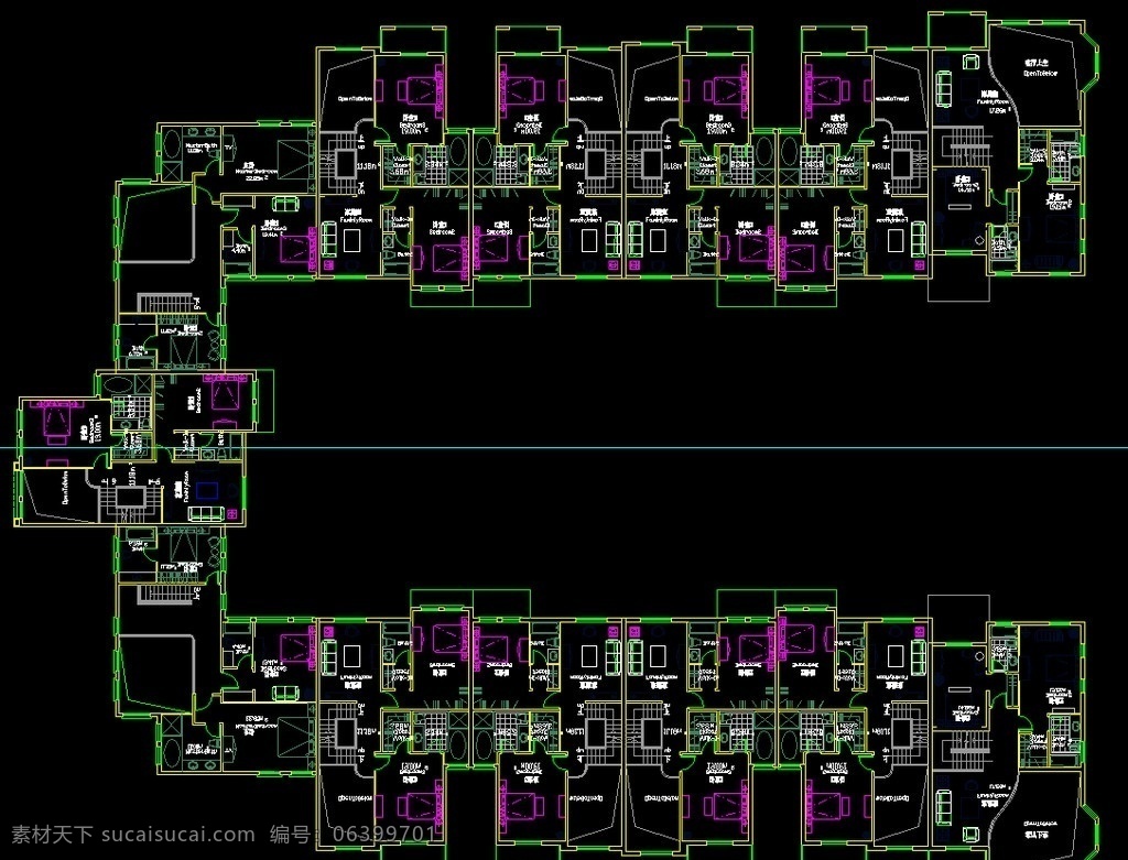 联排别墅平面 cad dwg 图纸 平面图 装修 装饰 施工图 立面图 剖面图 室内设计 建筑设计 独栋 联排 双拼 叠加 别墅 私宅 别业 公馆 温州泊岙山庄 高尔夫 图 施工图纸 cad设计图 源文件