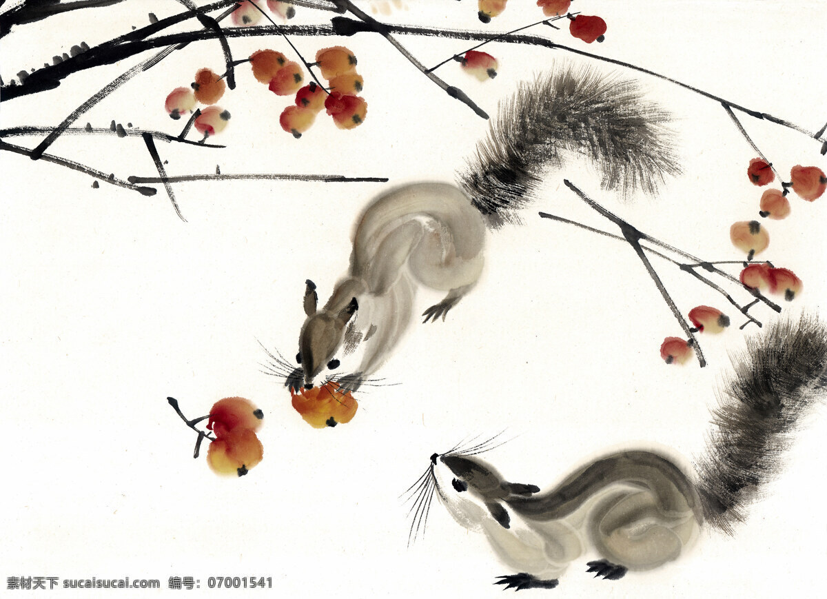 鼠 生肖 写意动物画 国画 设计素材 动物画篇 中国画篇 书画美术 白色
