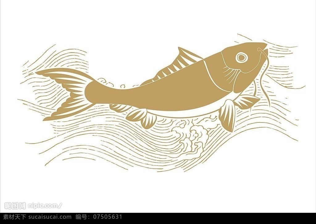 矢量鲤鱼越水 鲤鱼 鱼 水流 矢量 水纹 生物世界 鱼类 矢量图库