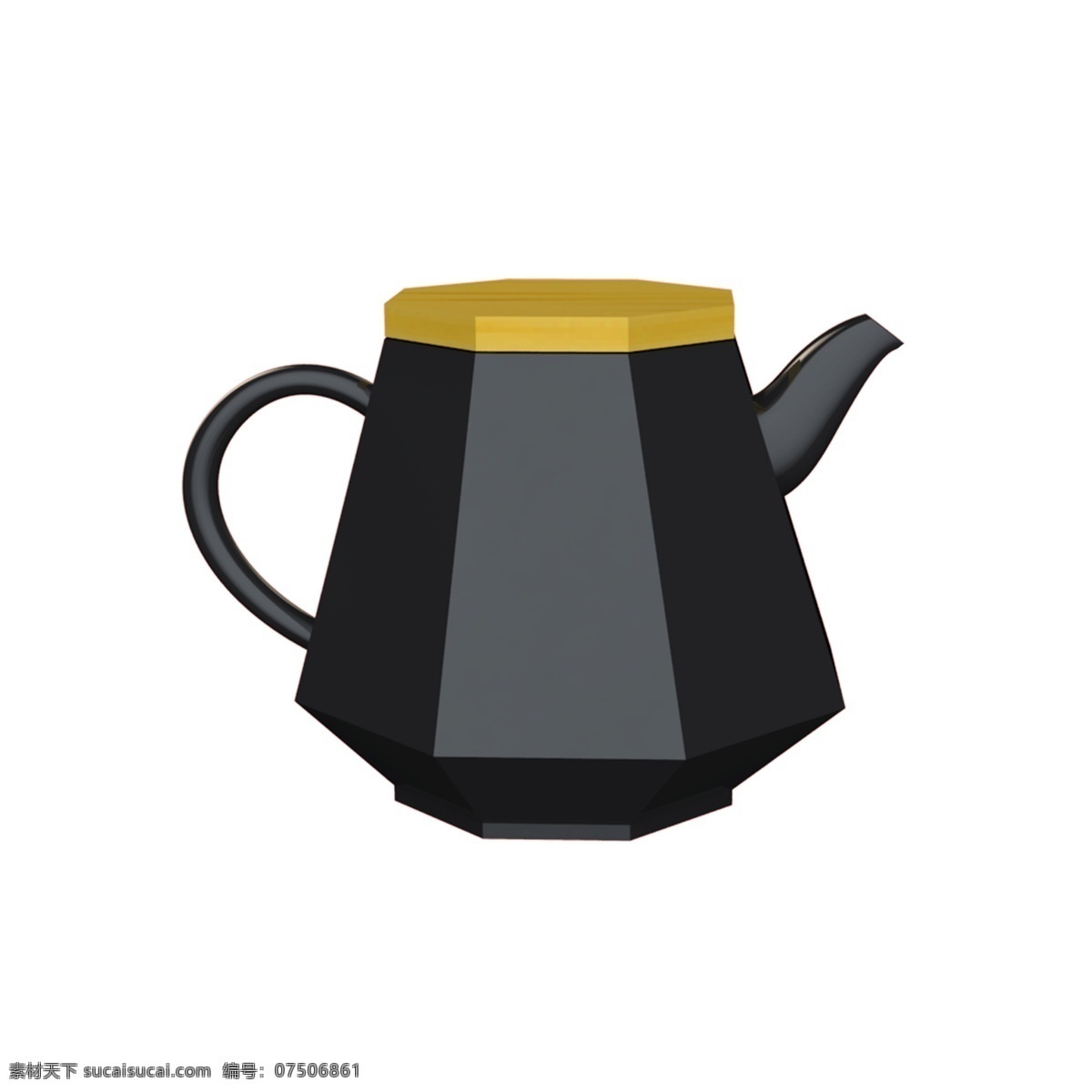 黑色 陶瓷 木 盖 水壶 茶壶 小水壶 小茶壶 六边形水壶 陶瓷水壶 几何形水壶 喝水 泡茶 养生 茶具