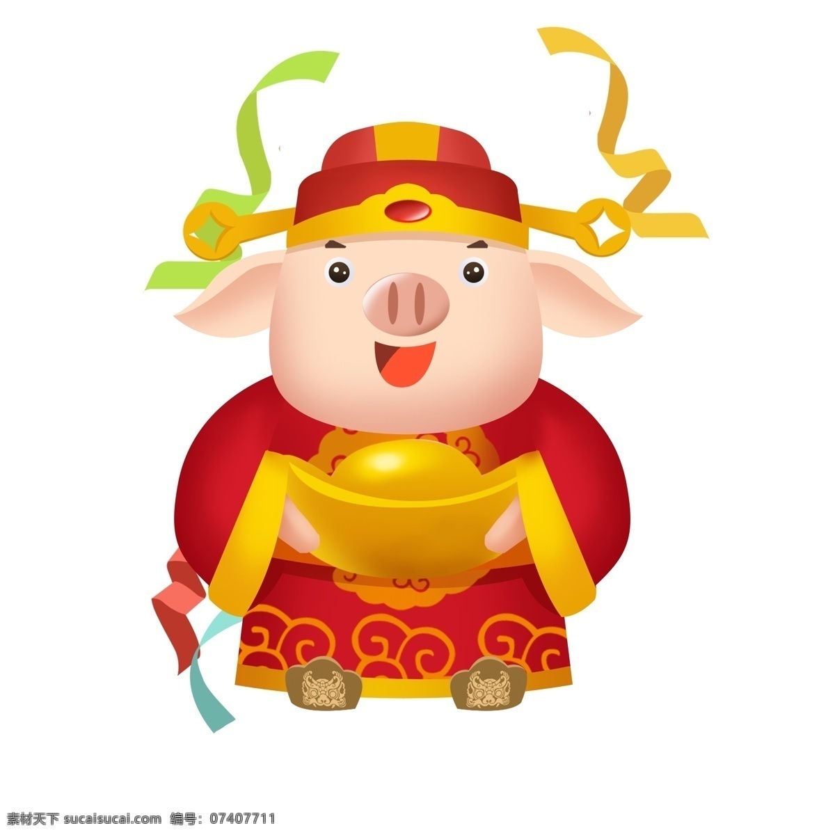 发财 小 猪 透明 底 传统 元宝 卡通 喜庆 春节 新年小猪 新年快乐 新年祝贺 年画猪 手绘 招福 招财