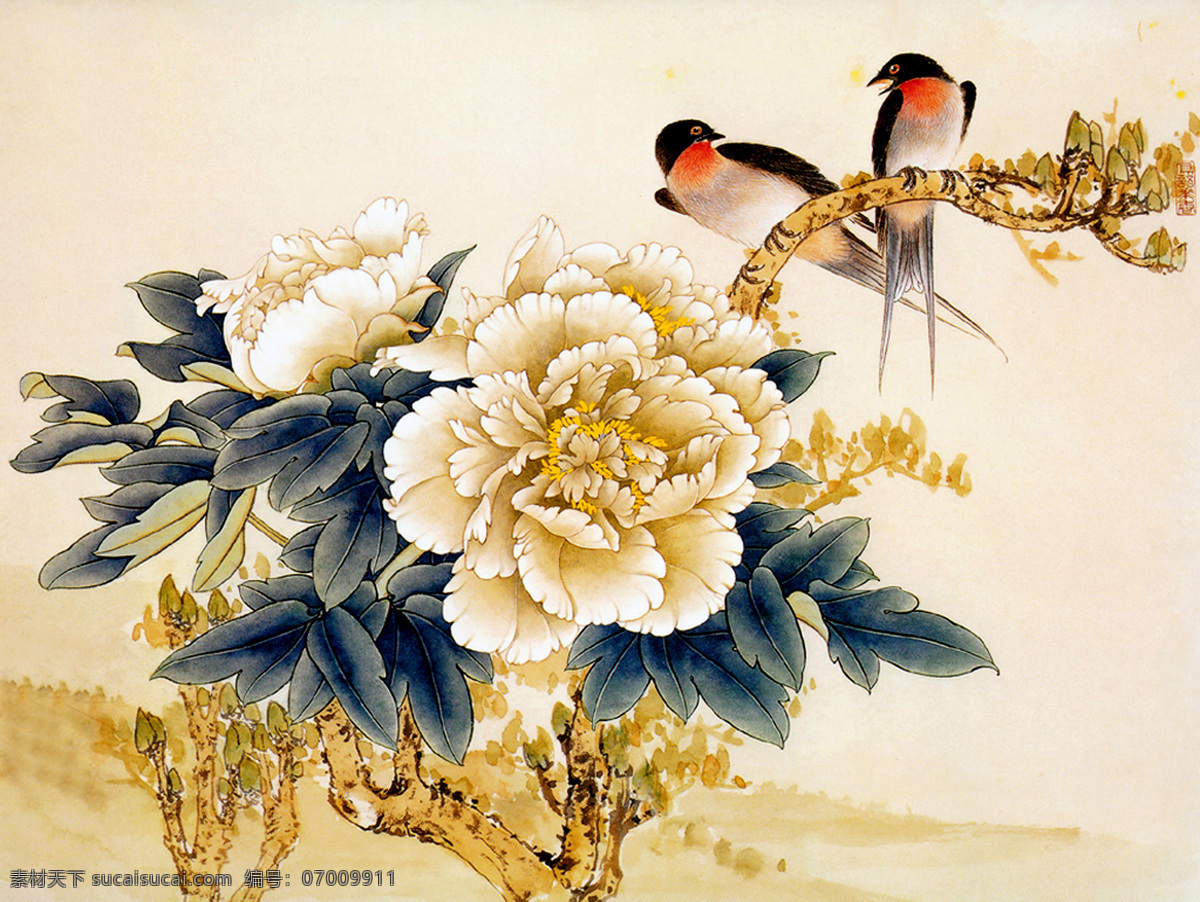 花鸟画 中国画 燕子 设计素材 花鸟画篇 中国画篇 书画美术 白色