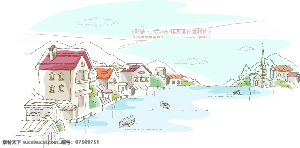 城市 风景 ii hanmaker 韩国 设计素材 库 城市风景ii 卡通 漫画 手绘 矢量图 建筑家居