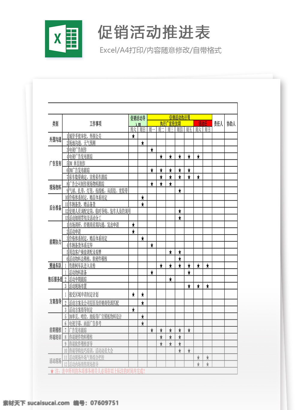 促销活动 推进 表 excel 表格 模板 表格模板 表格设计 市场营销 图表