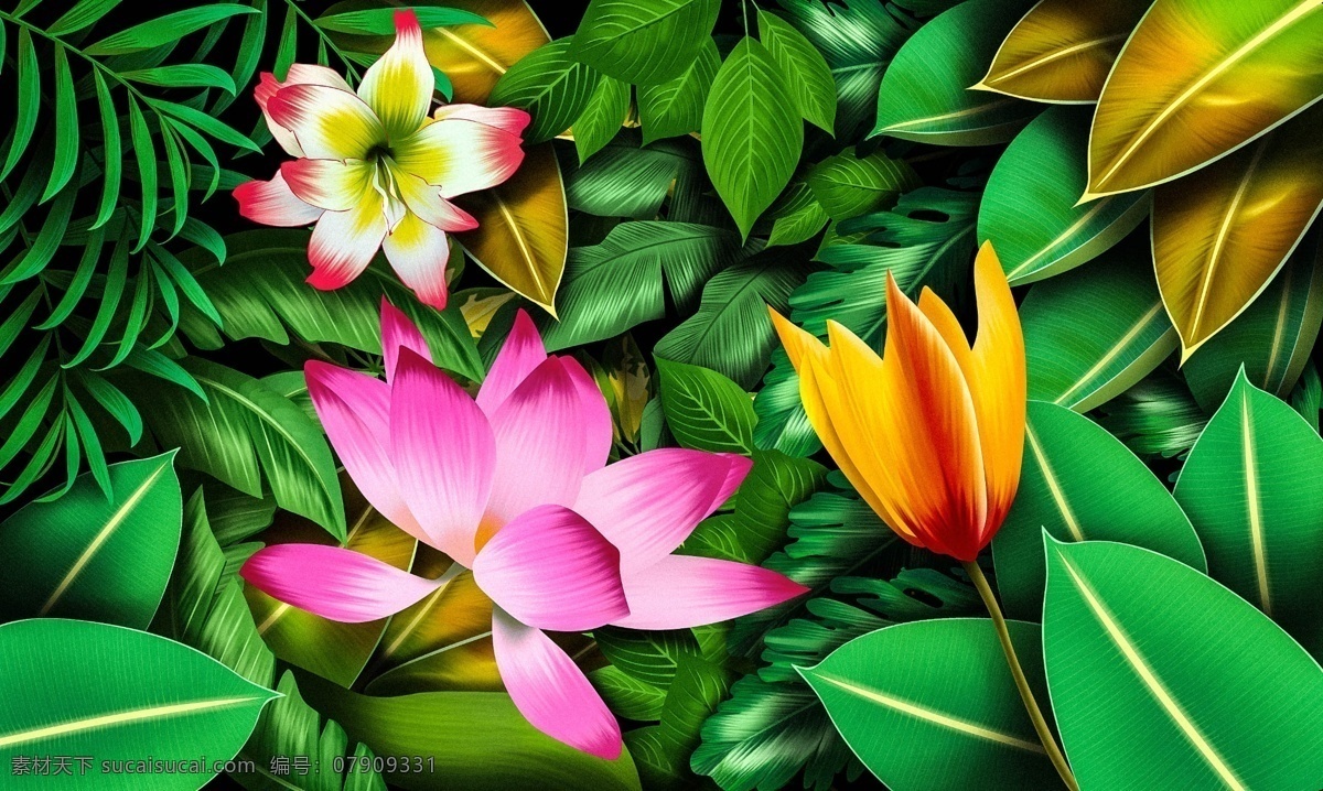 花朵 绿叶 背景 花边海报素材 花朵绿叶 花边素材 绿叶素材 花边底纹形状
