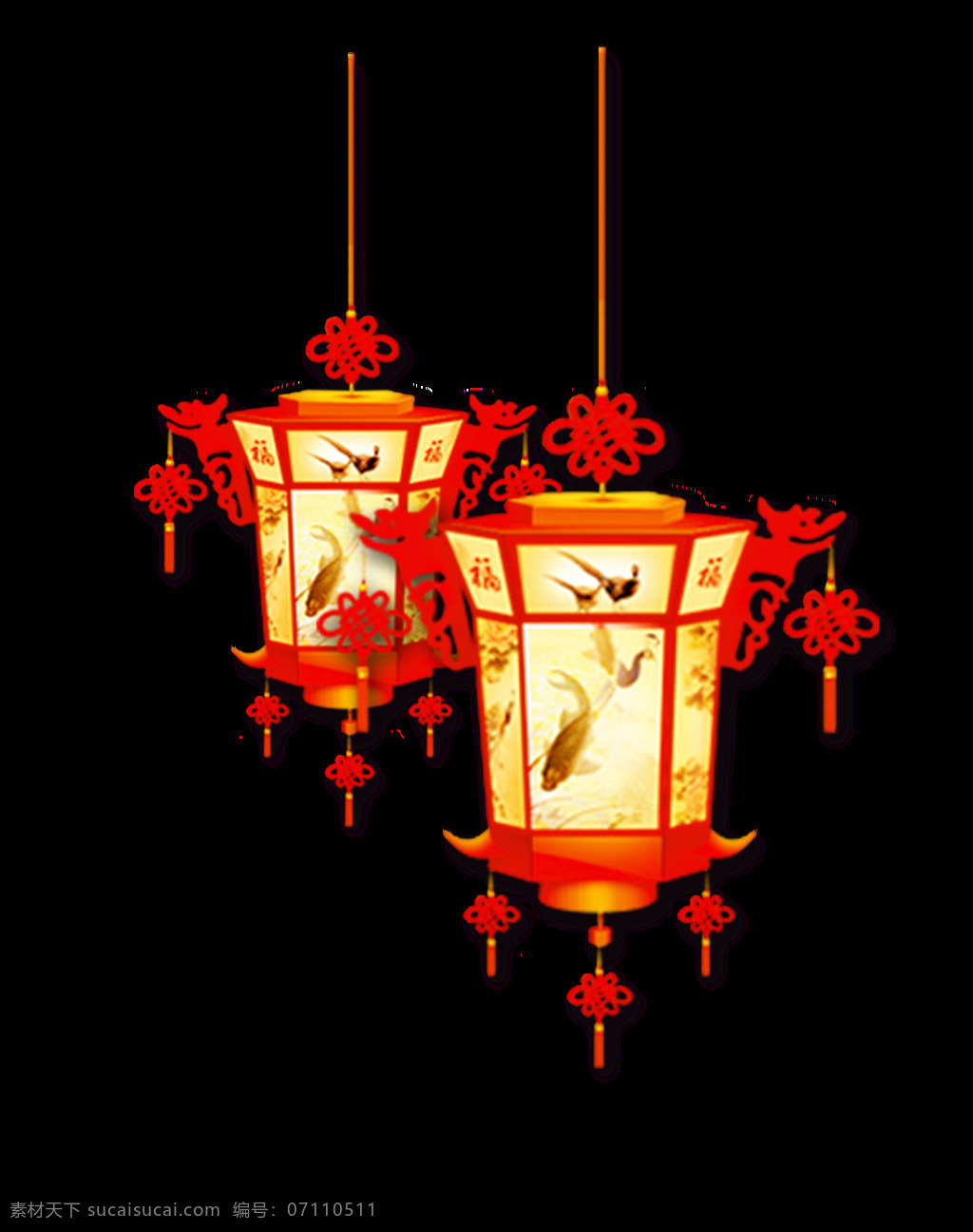 中国 风 喜庆 灯笼 透明 装饰 png素材 传统 红色 鲤鱼 免扣素材 中国结