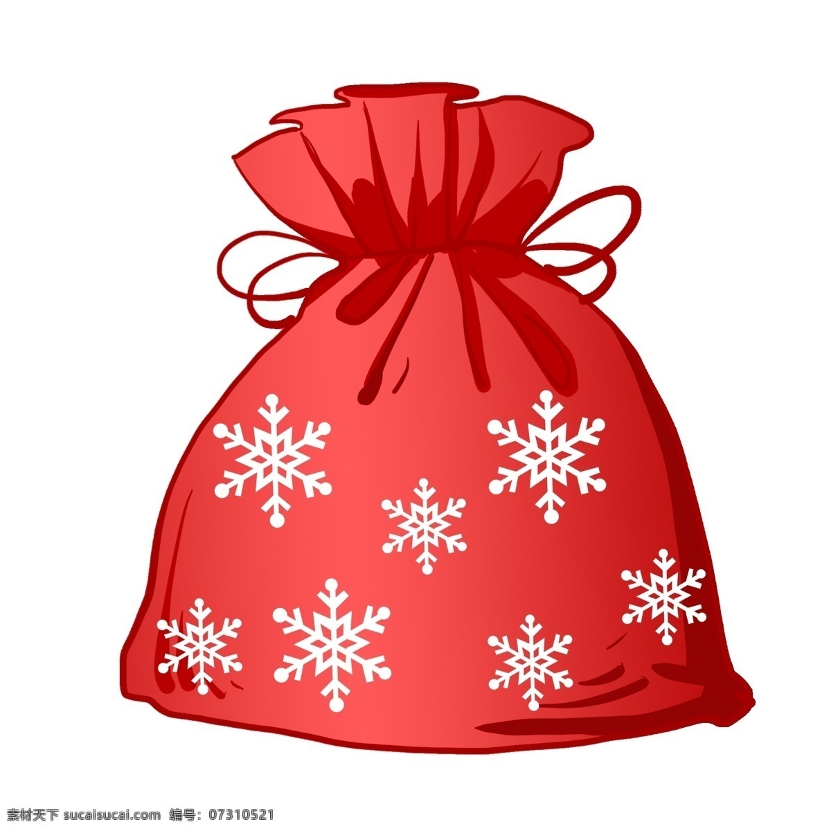 红色 圣诞 礼物 袋 插画 圣诞节礼物袋 冬季 冬天 圣诞节礼物 扎 口 印 雪花 片