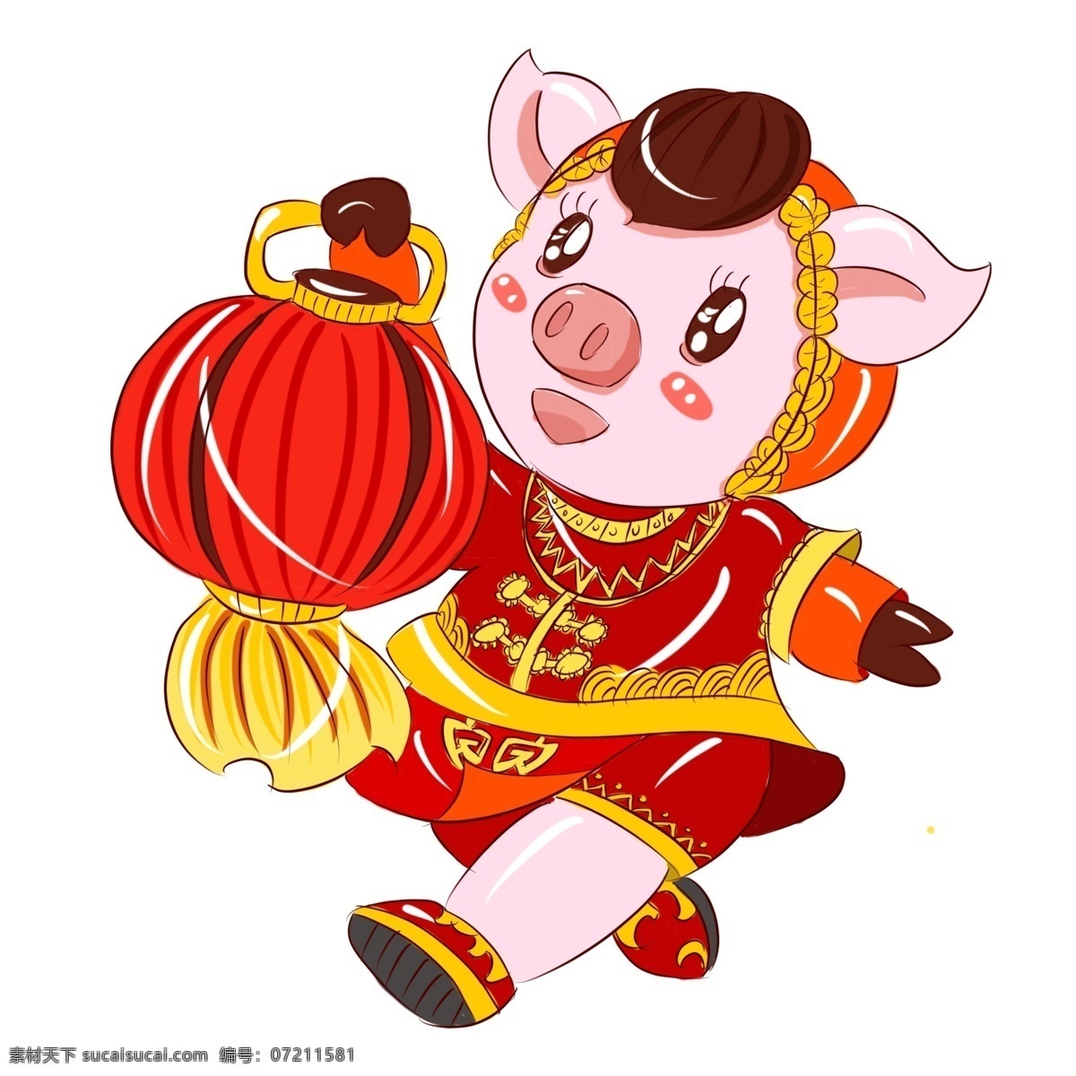 2019 猪年 新年 红红火火 手绘 卡通 吉祥 猪 卡通猪 手绘猪 吉祥猪 可爱动物 可爱猪猪 拜年 新年猪 亥猪