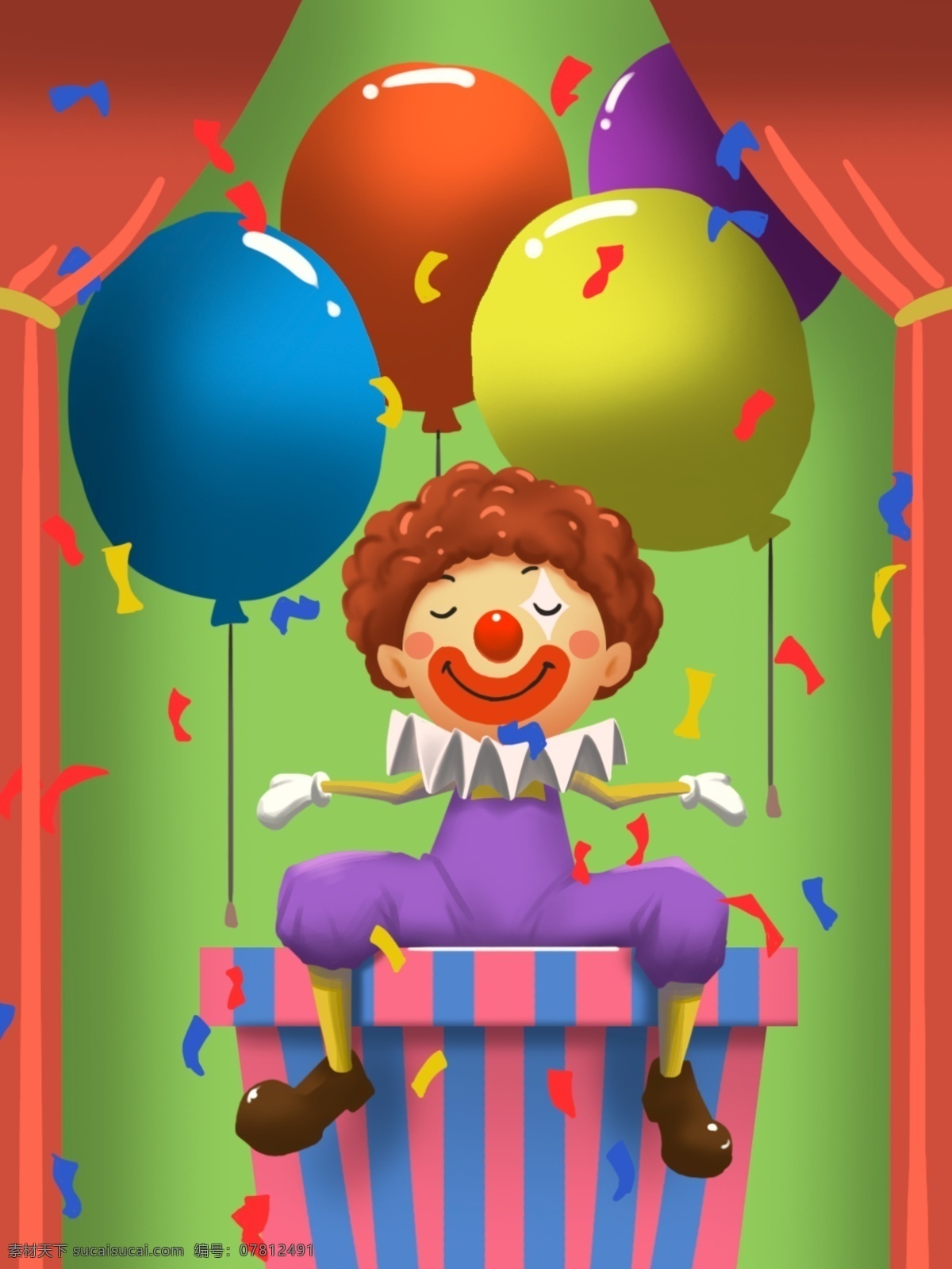 愚人节 卡通 可爱 小丑 搞 怪 背景 小清新 搞怪 气球 礼物