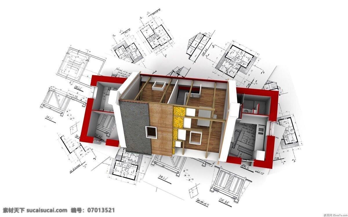 别墅三维设计 室内设计 环境设计 建筑设计 结构图 白色