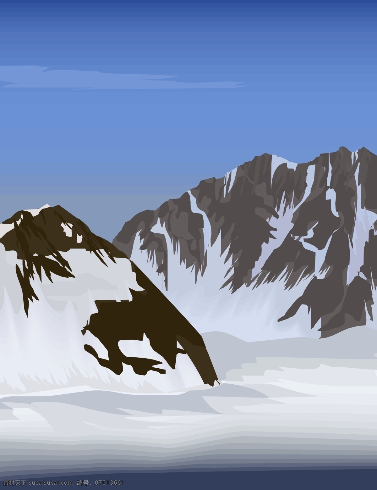 雪山风景 蓝色
