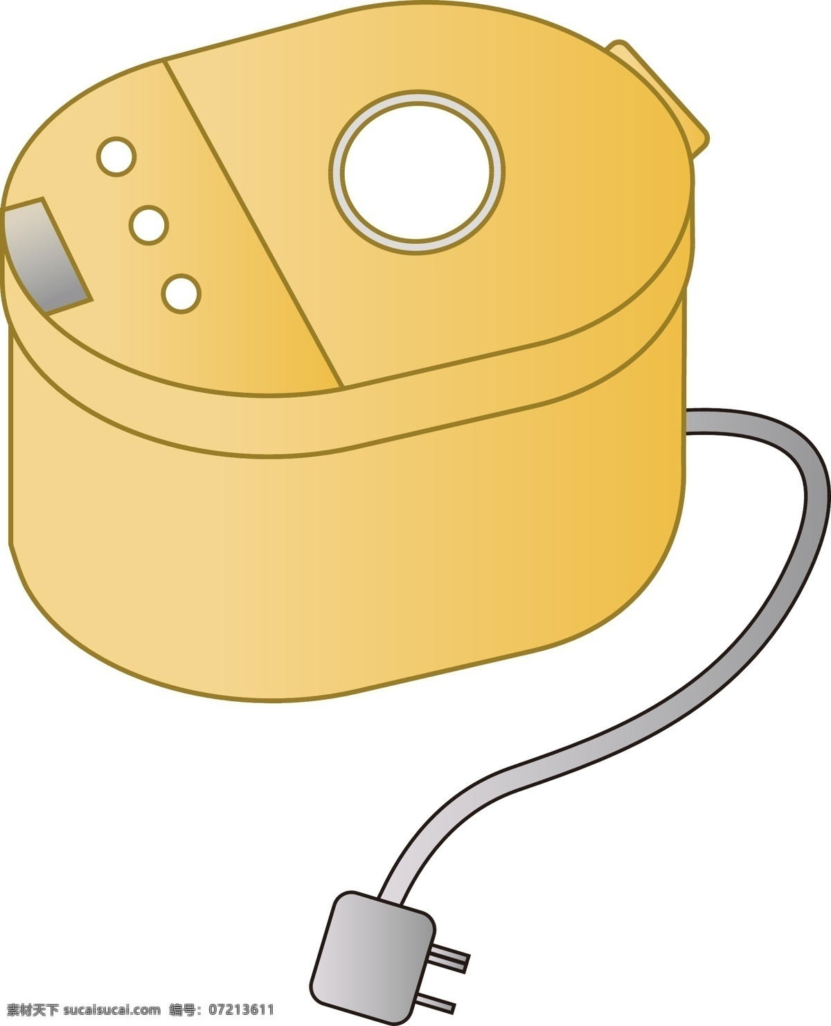厨房 黄色 电饭煲 插头 简单工具