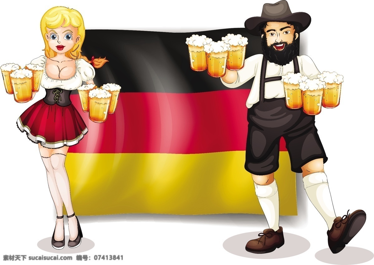德国 德国啤酒 服务员 卡通人 卡通设计 啤酒 矢量人物 矢量 模板下载 卡通 人手 手拿啤酒 矢量图 日常生活