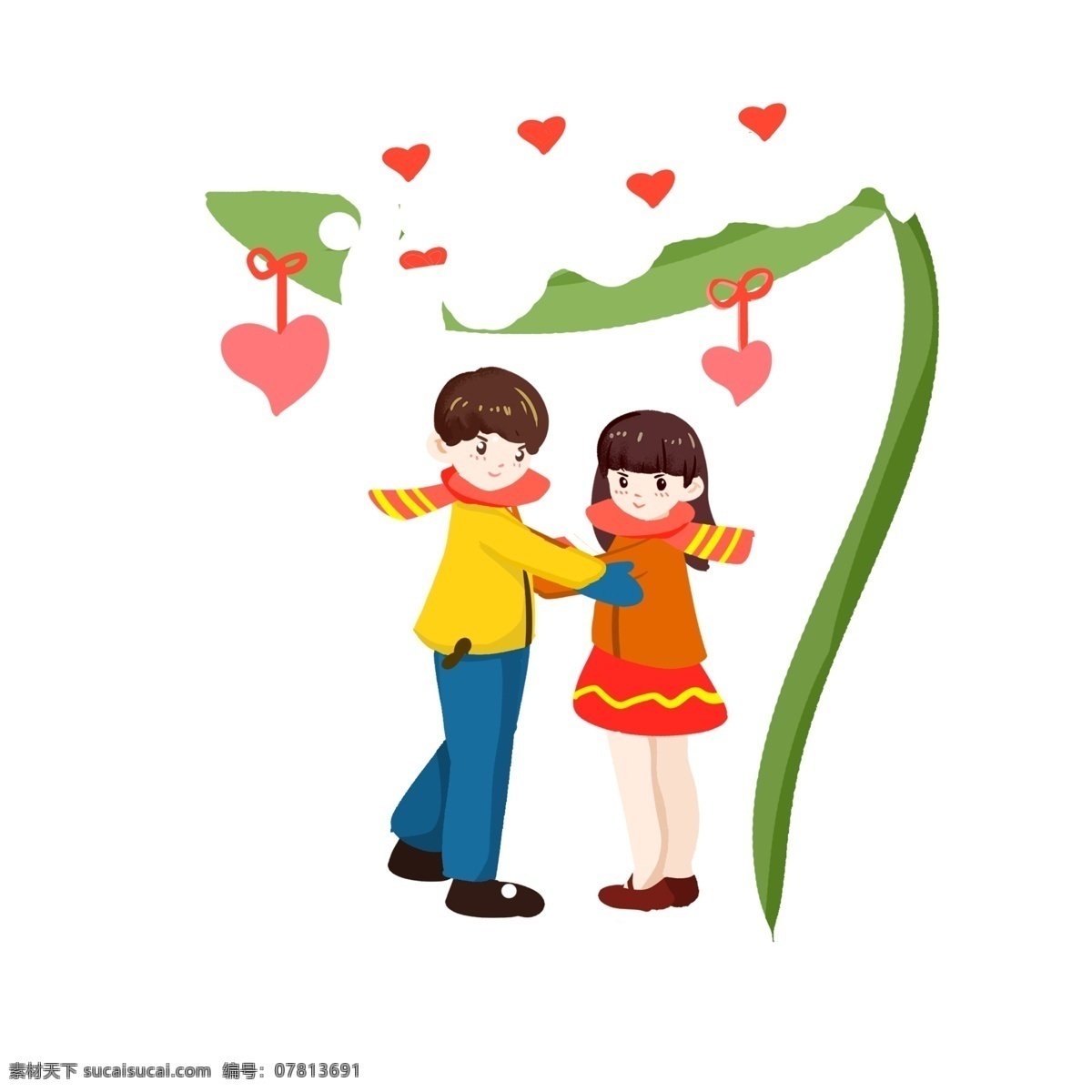 浪漫 情人节 小 男孩 小女孩 手绘 插画 爱情 婚庆 love 粉色气球 漂浮气球 爱心气球