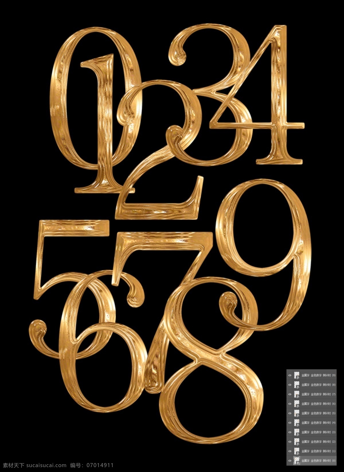 金色数字 倒计时123 立体字 倒计时 金色 金属字体 数字效果 立体数字