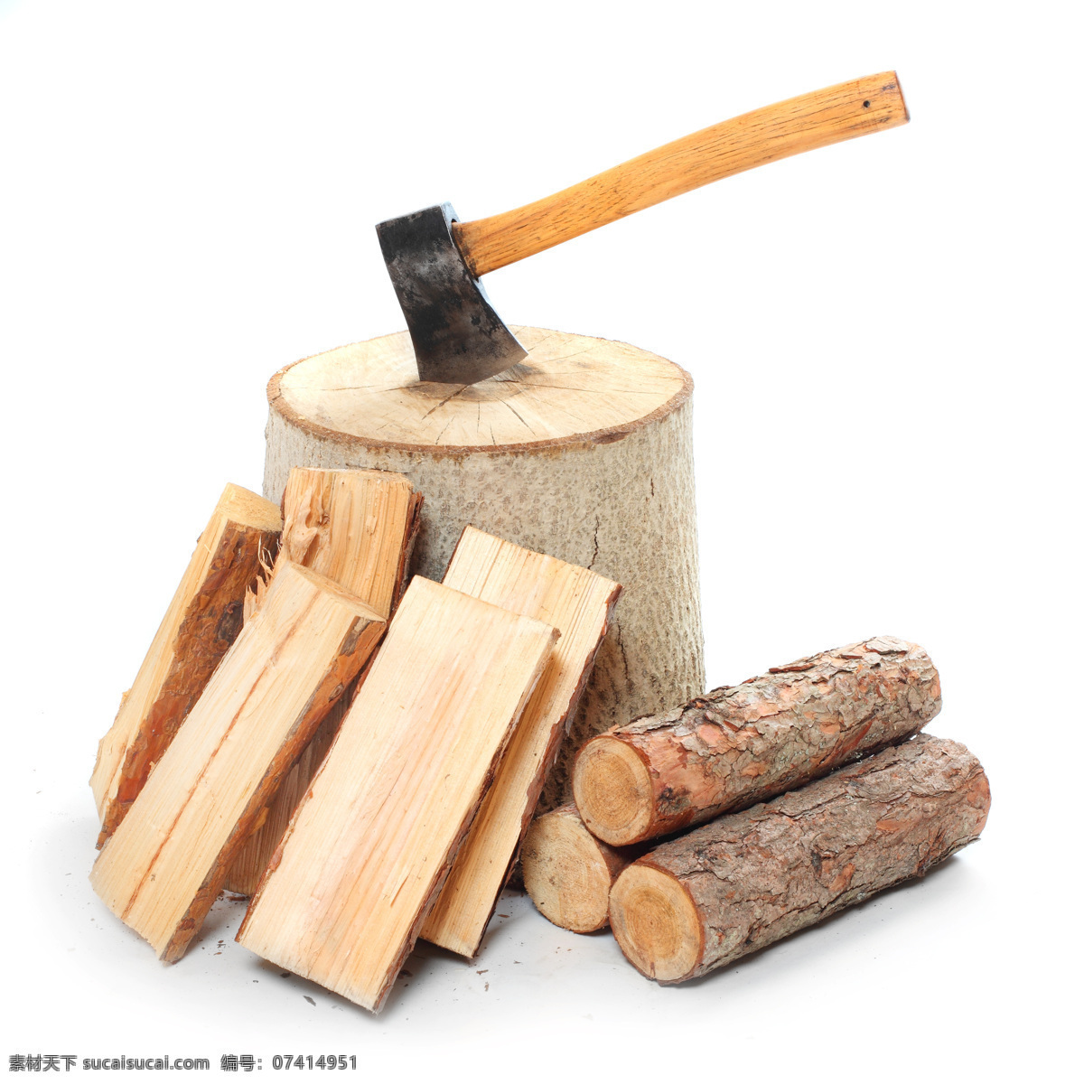 木头 木材 木桩 劈柴 斧子 生活素材 生活百科