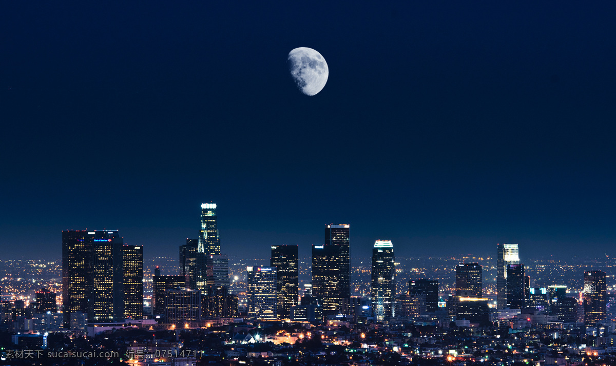 洛杉矶 月亮 夜景 城市 旅游 国外旅游 旅游摄影