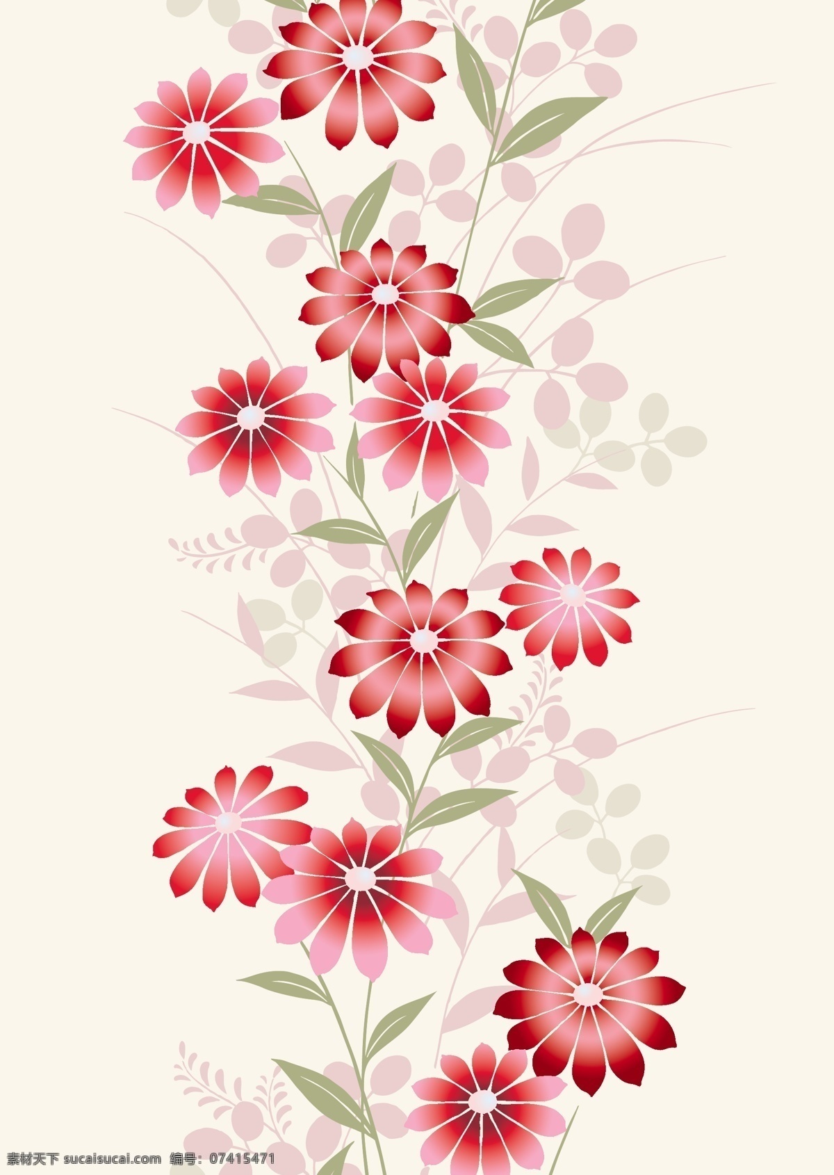 手绘 花卉 植物 图案 元素 图案设计 矢量 红花 花朵