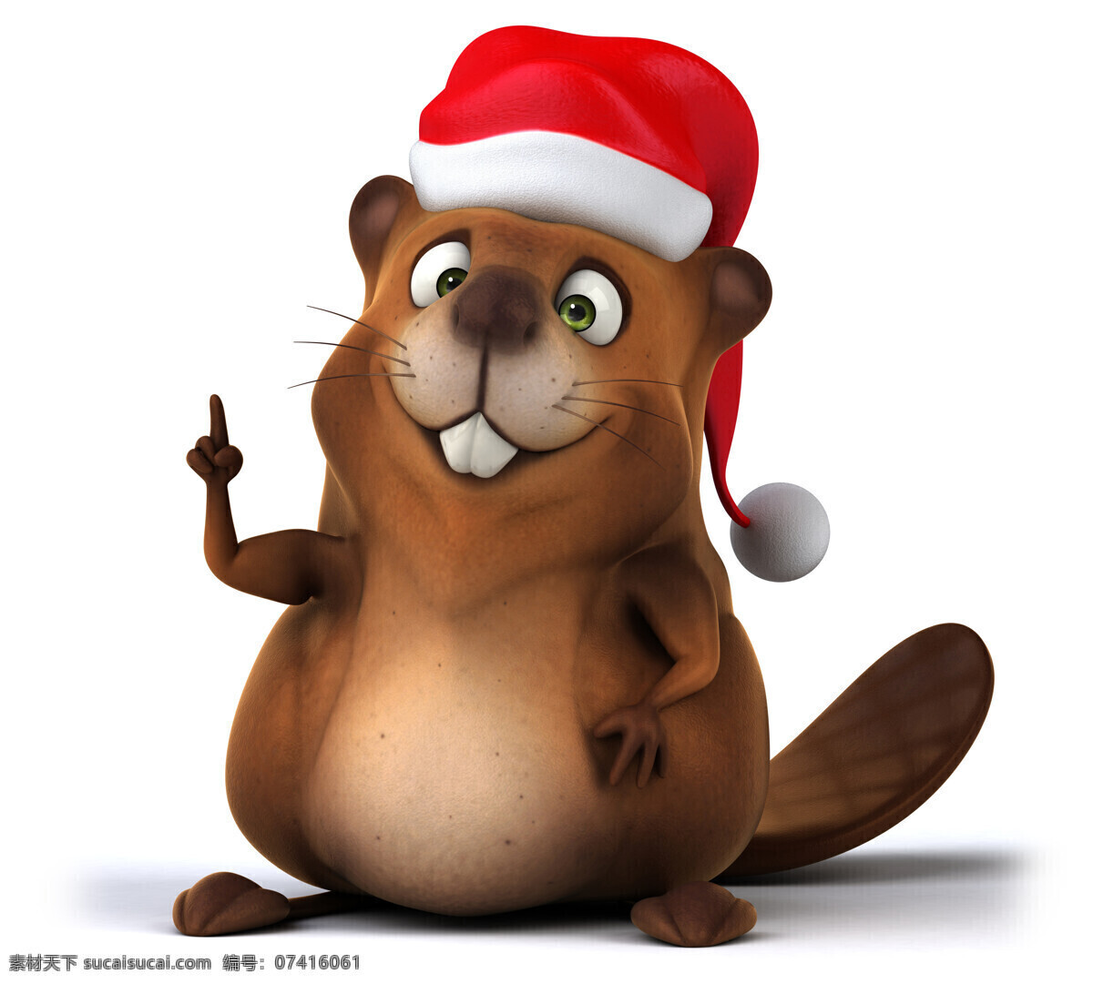 3d 动物图片 3d设计 卡通动物 圣诞节 圣诞帽 3d动物 地鼠 3d模型素材 其他3d模型