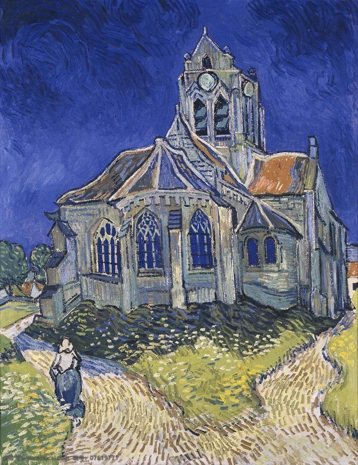 奥维尔教堂 油画 世界名画 文森特梵高 梵高 静物 风景 装饰画 文化艺术 绘画 绘画书法